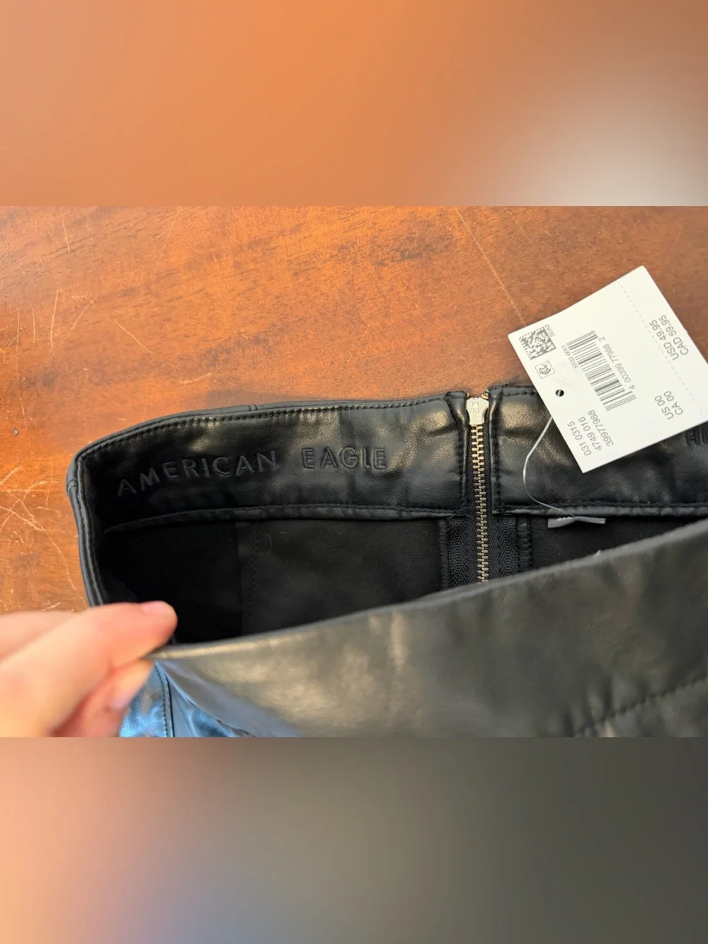 American Eagle Black Faux Leather Mini Skirt